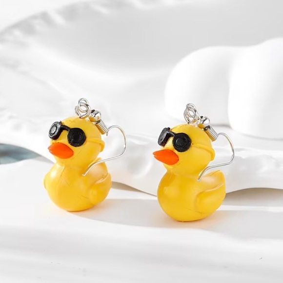 Jewelry - New Yellow Duck Earrings with Sunglasses
